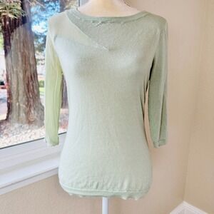 LAFAYETTE 148 NEW YORK Cashmere Silk Blend Sweater Women M Light Green Luxurious